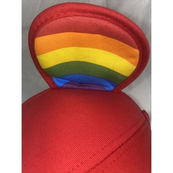 Disney World Rainbow Mickey Ears pride Baseball Red Cap Hat love Adult - Picture 9 of 9
